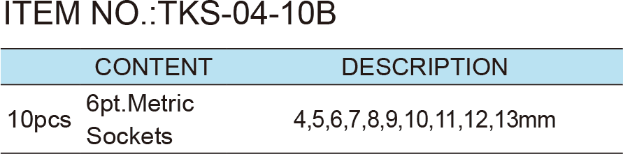 10pcs. 1/4”Dr.Socket Wrench Set (图1)