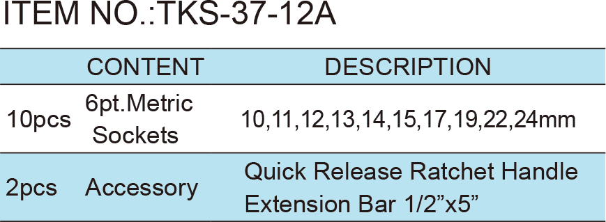12pcs. 1/2”Dr. Socket Wrench Set (图1)