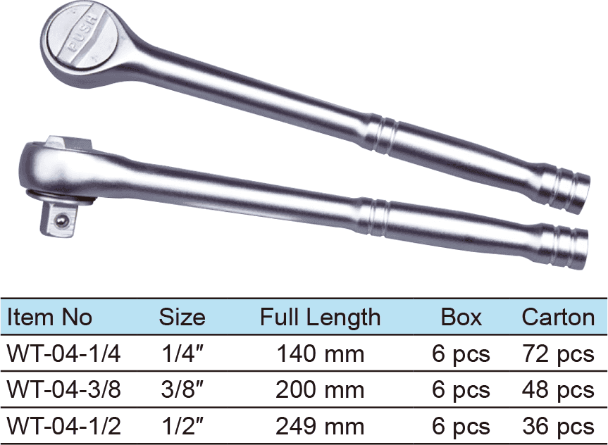 Ratchet Wrench With Quick Release, Round Handle, 1/4″ 43 Teeth, 3/8″ 41 Teeth, 1/2″ 45 Teeth(图1)