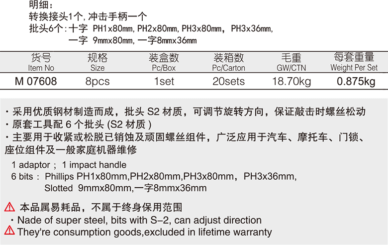 8件冲击螺丝批组套(图1)