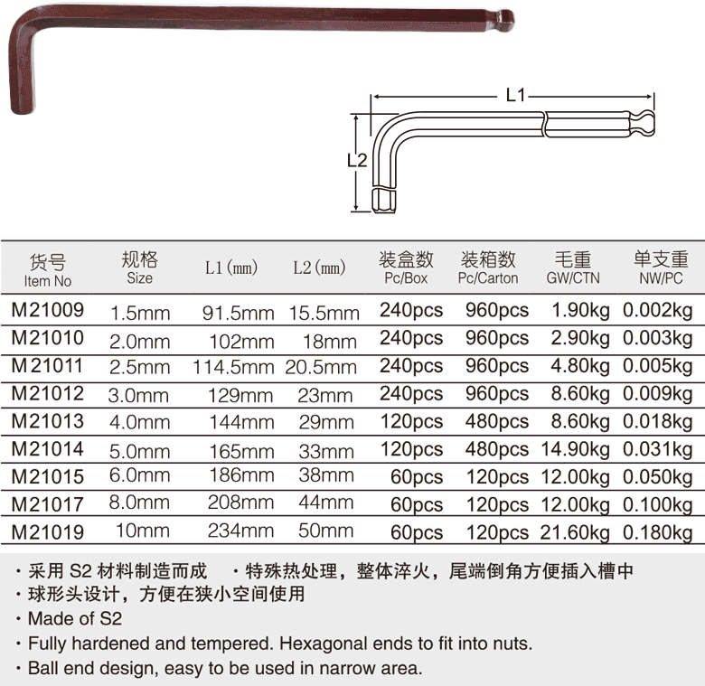 工业级球头特长内六角扳手(图1)