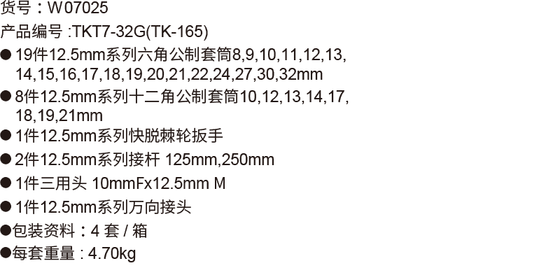 32件(G型)12.5mm系列公制套筒组套(图1)