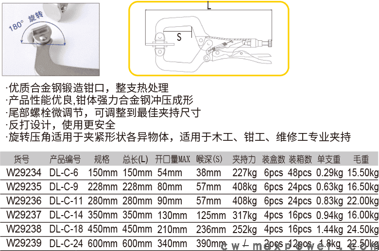 旋转压脚C型大力钳(图1)